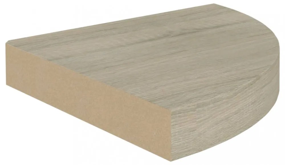 4 db tölgyszínű MDF lebegő sarokpolc 25x25x3,8 cm