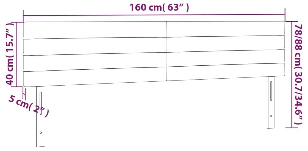 krémszínű szövet LED-es fejtámla 160x5x78/88 cm