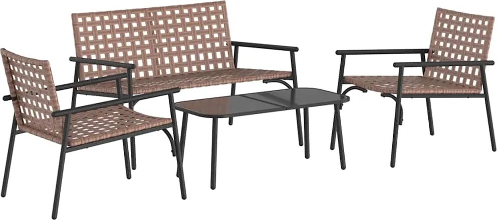 vidaXL Kert étkező szett 4 pcs Barna polirattan