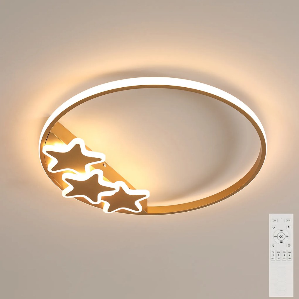 Lampa Sufitowa Led Wiszaca Złota Nowoczesna Sypialni Ściemnialna+pilot 37W