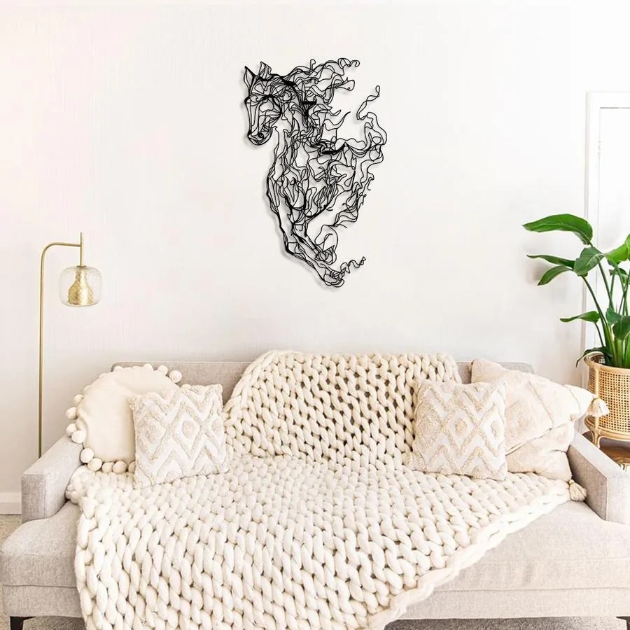 Fém fali dekoráció, Metal Horse Line Art - APT724