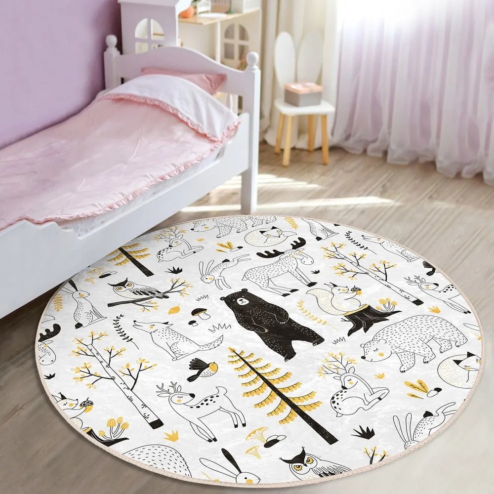 Sárga-fehér gyerek szőnyeg ø 80 cm Comfort – Mila Home