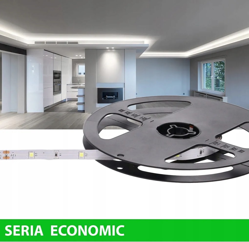 Led szalag Hideg fehér 12V 1200 LED/40m 2,4W/m 40m 2 év garancia