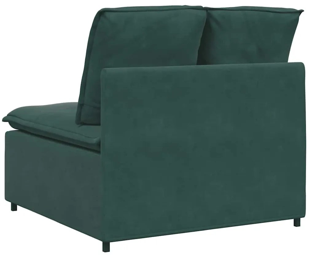 vidaXL sötétzöld moduláris kanapé középső modul párnákkal 100 cm