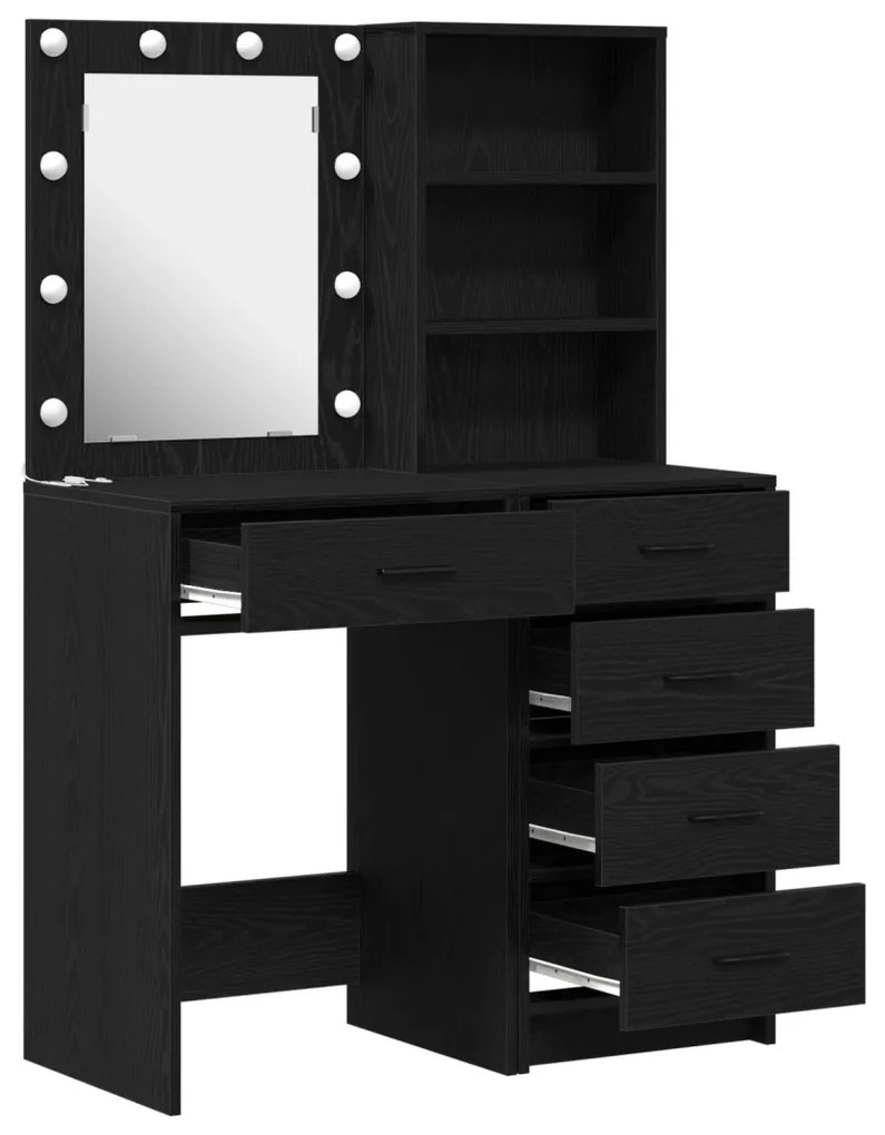 Öltözködőasztal fiókkal 2 pcs Fekete 50 x 41 x 135 cm Faanyag