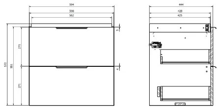 Cersanit S598-046-DSM - MALIKA 60x45 cm fehér, falra szerelhető mosdó alatti fürdőszobai szekrény
