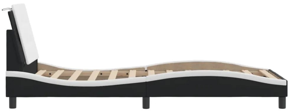 fekete és fehér ágykeret LED-ekkel matrac nélkül Zadar 80 x 200 cm