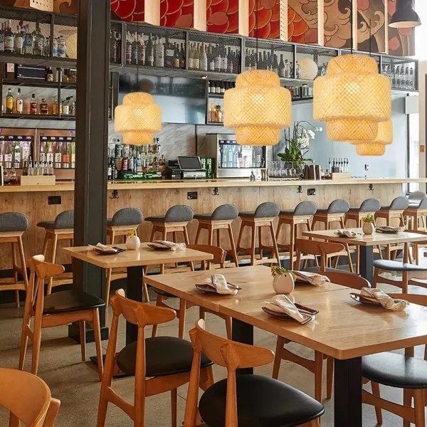 Immax 08267L - Csillár zsinóron HILO 1xE27/40W/230V átm. 38 cm bambusz