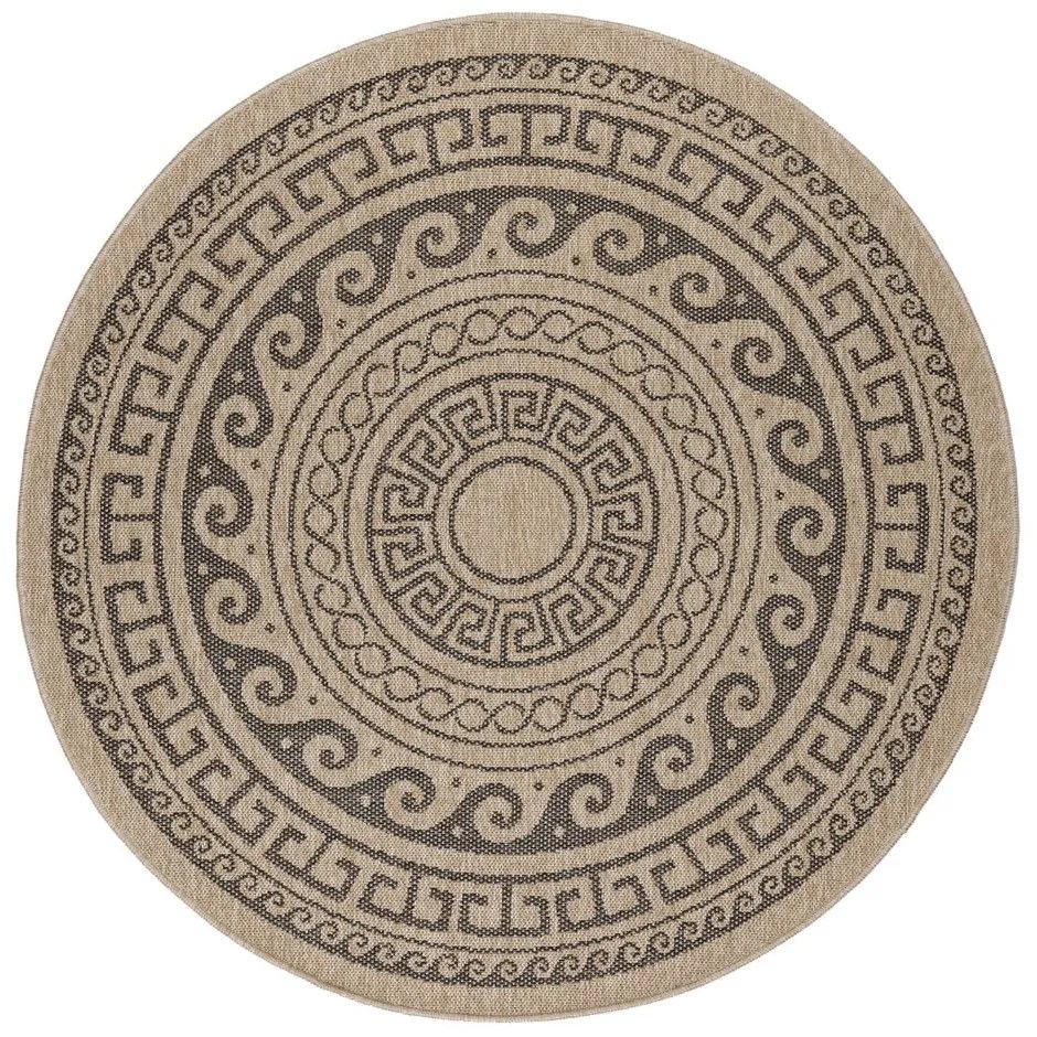Fekete-bézs kerek kültéri szőnyeg ø 80 cm Comilla – Ayyildiz Carpets