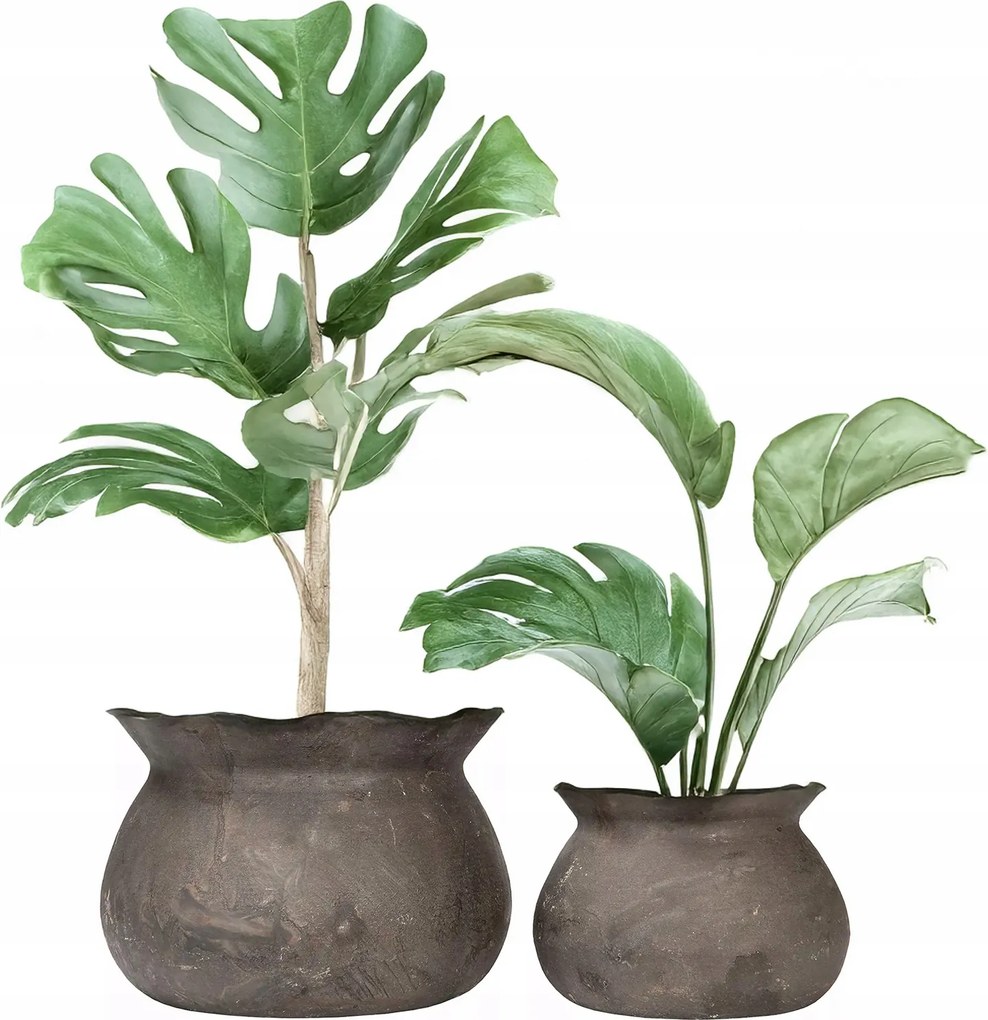 Virágtartó Fedél Loft Fém Szürke 2 db bonsai virág ajándék