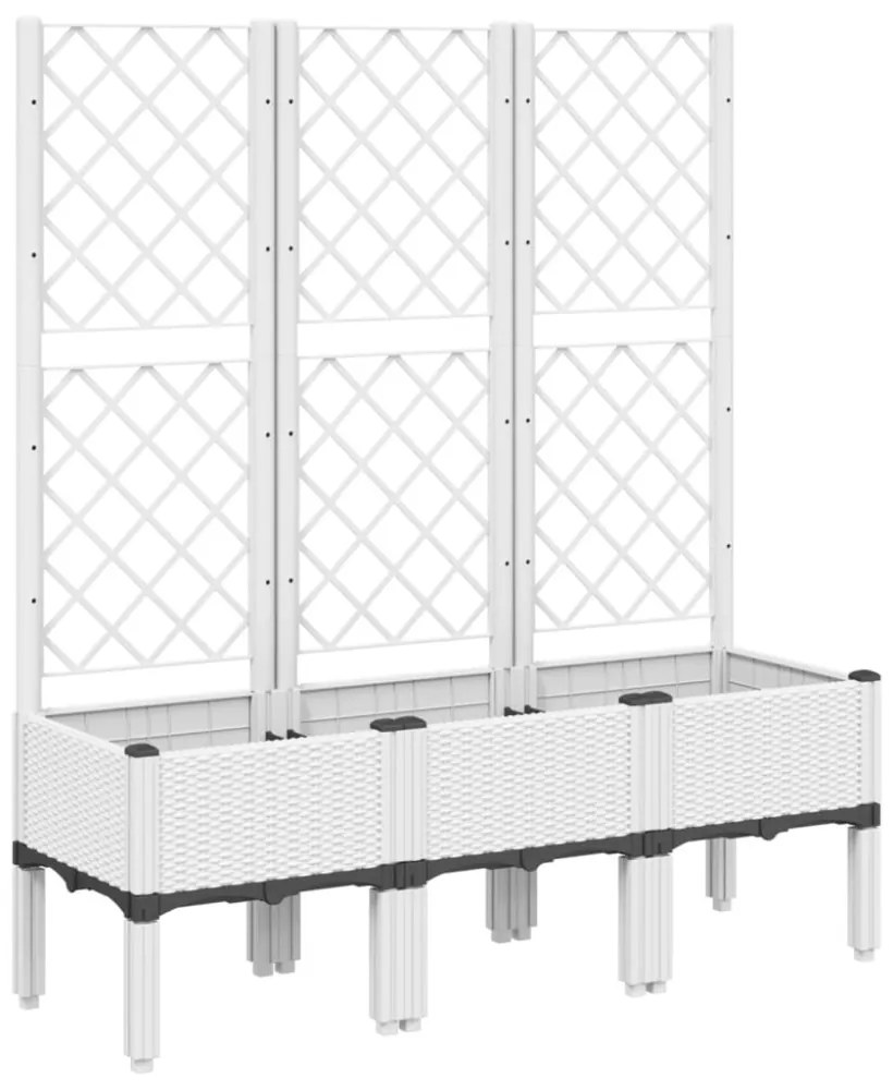 fehér polipropilén rácsos kerti ültetőláda 120 x 40 x 142 cm