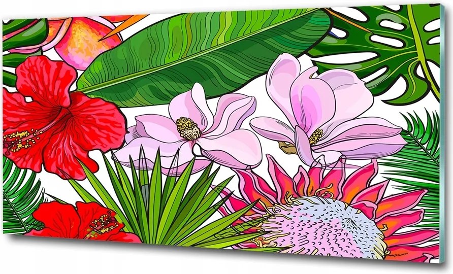 Fotó üvegkép Trópusi levelek 125x50