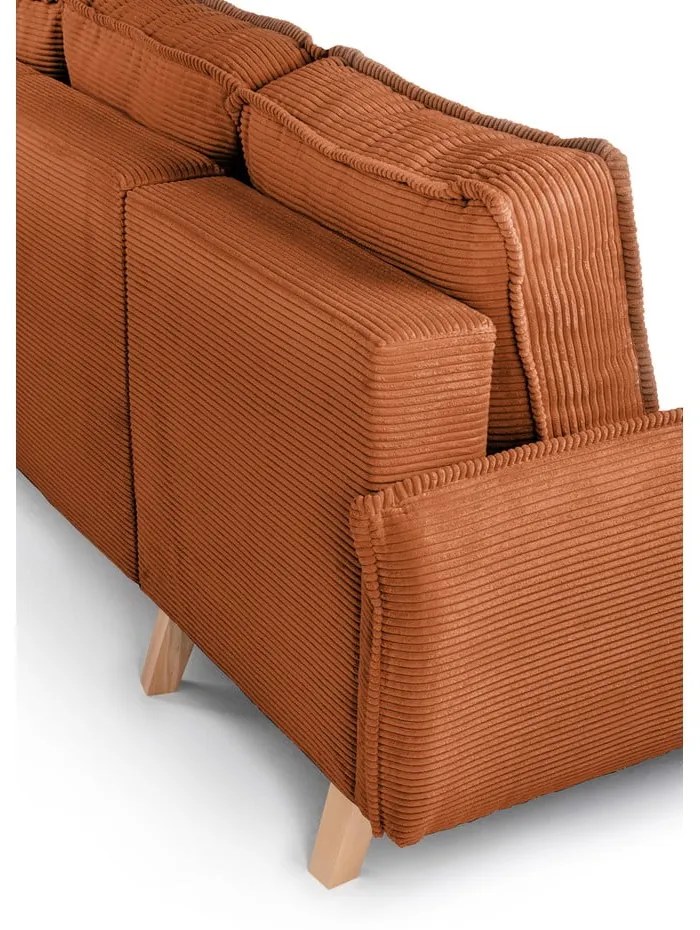 Narancssárga kordbársony kinyitható sarokkanapé (variálható) Tori – Bonami Selection