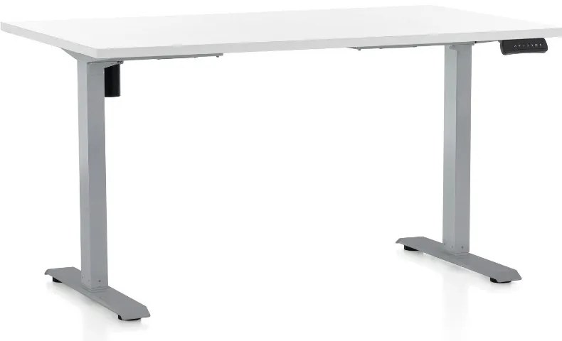 Állítható magasságú asztal OfficeTech B, 120 x 80 cm, szürke alap, fehér