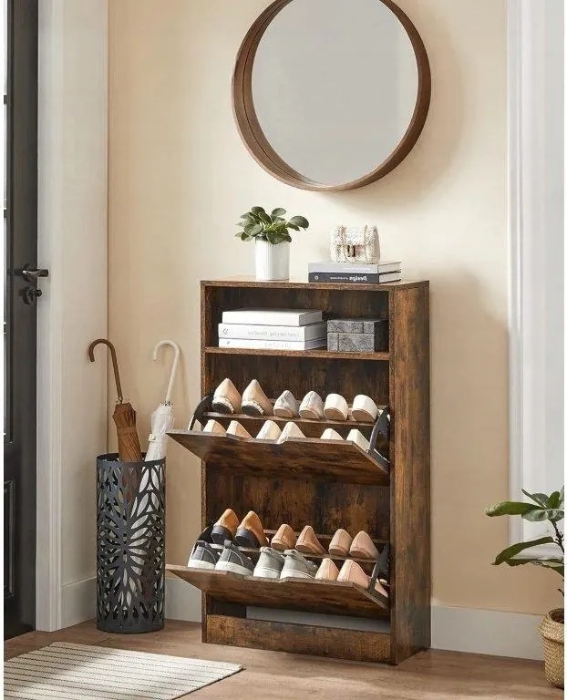 Összecsukható cipősszekrény 60x24x102cm barna