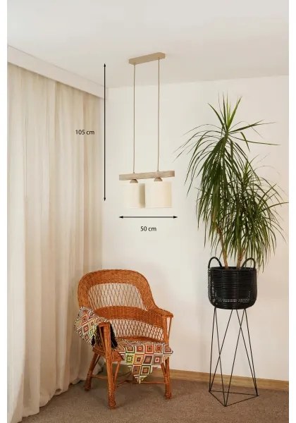 Brilagi - Csillár zsinóron FOREST 2xE27/15W/230V fenyő/barna/krémes