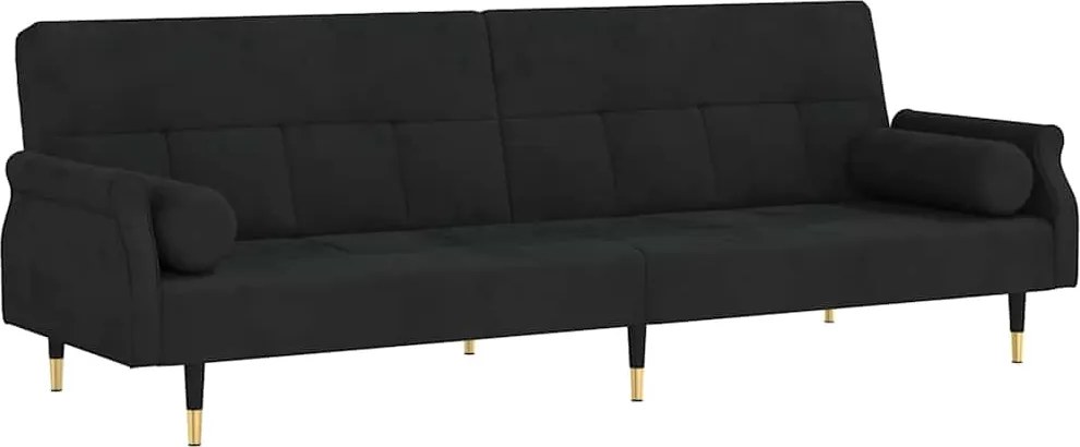 vidaXL fekete bársony kanapéágy párnákkal