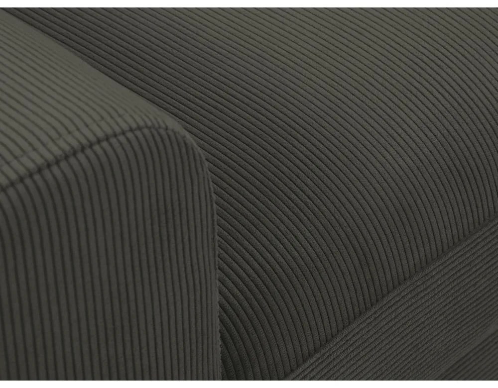 Fekete kordbársony kinyitható tárolóhelyes sarokkanapé (jobb oldali-heverő résszel) Kyoto – Cosmopolitan Design