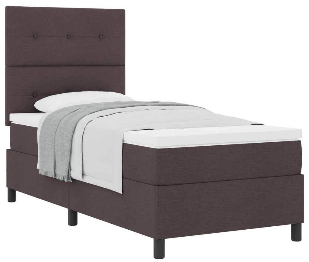 Box Spring ágy matraccal sötétbarna egyszemélyes szövet