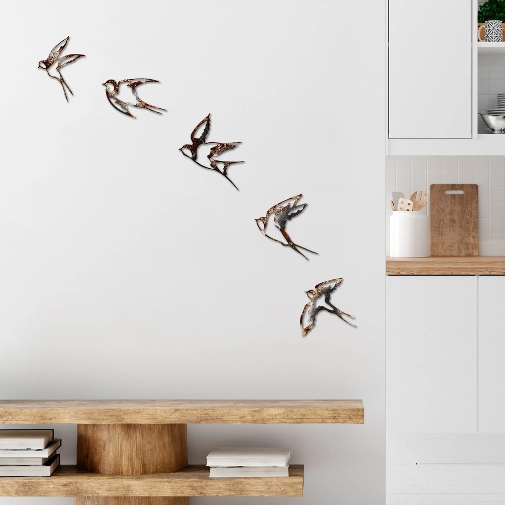 Fém fali dekoráció, Birds-2