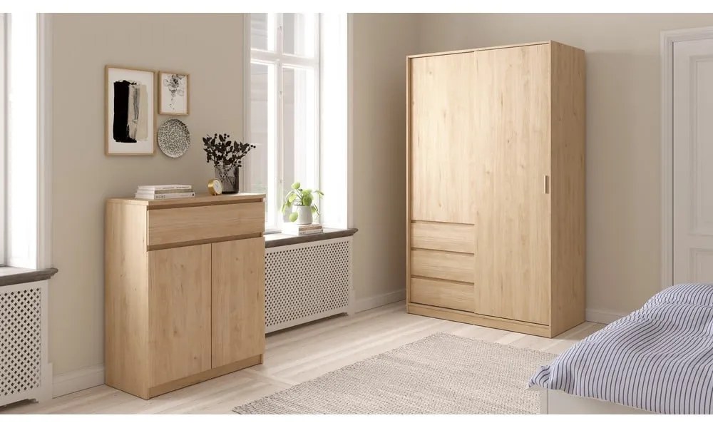 Natúr színű komód tölgyfa dekorral 80x100x40 cm Naia – Tvilum