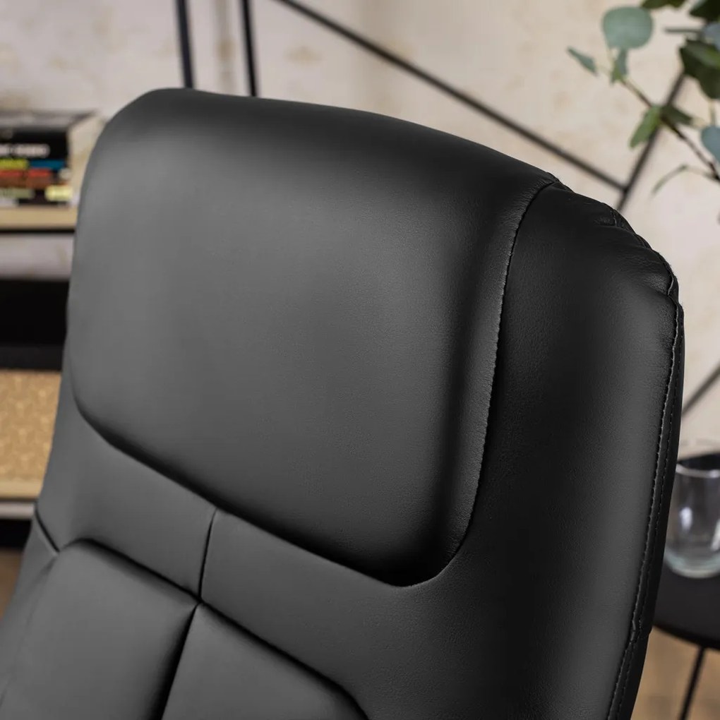 Modern Fotel Fekete Eco-bőr Kárpittal. TONY