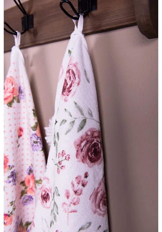 Rózsa mintás pamut konyhai kéztörlő pamut Rustic Rose