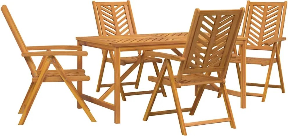 vidaXL Kert étkező szett 5 pcs Barna Tömör Akácfa