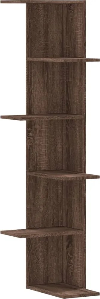 vidaXL barna tölgy színű szerelt fa fali sarokpolc 36,5 x 36,5 x 140cm