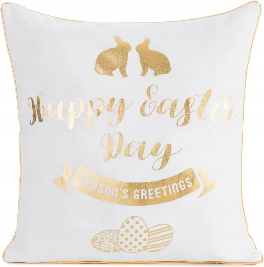Húsvéti díszpárnahuzat Tavasz 45x45 fehér arany kívánság