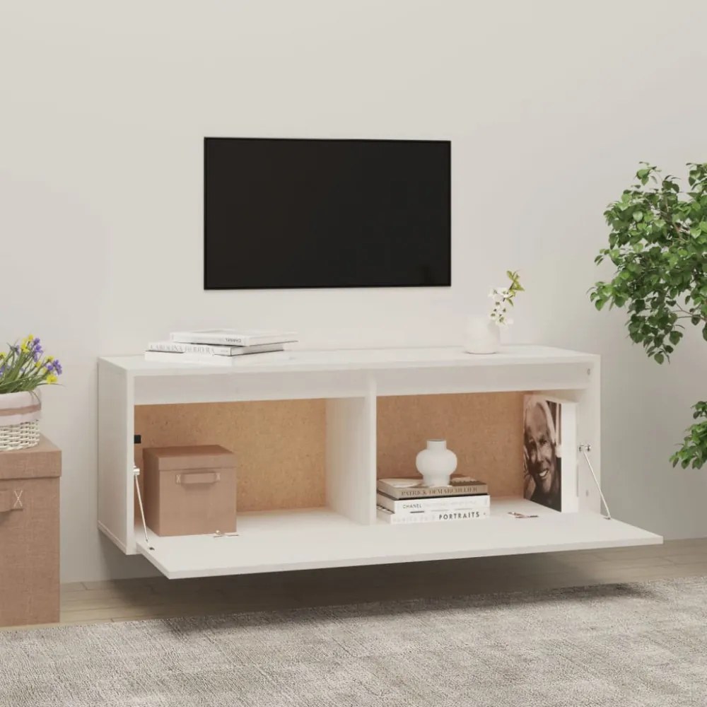 fehér tömör fenyőfa faliszekrény 100 x 30 x 35 cm