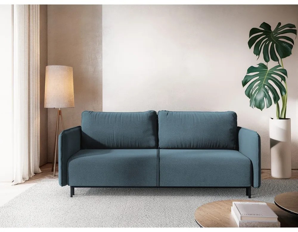 Kék kinyitható-tárolóhelyes kanapé 226 cm Luana – Makamii