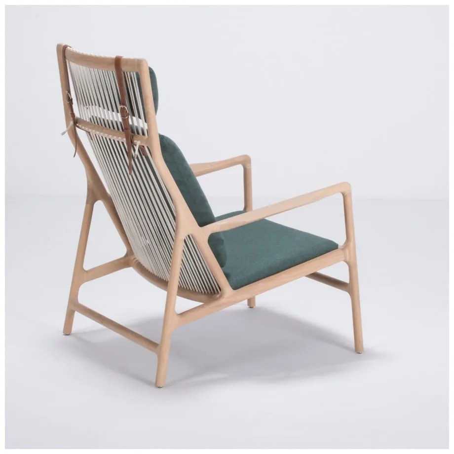 Dedo tölgyfa fotel zöld szövet ülőrésszel - Gazzda