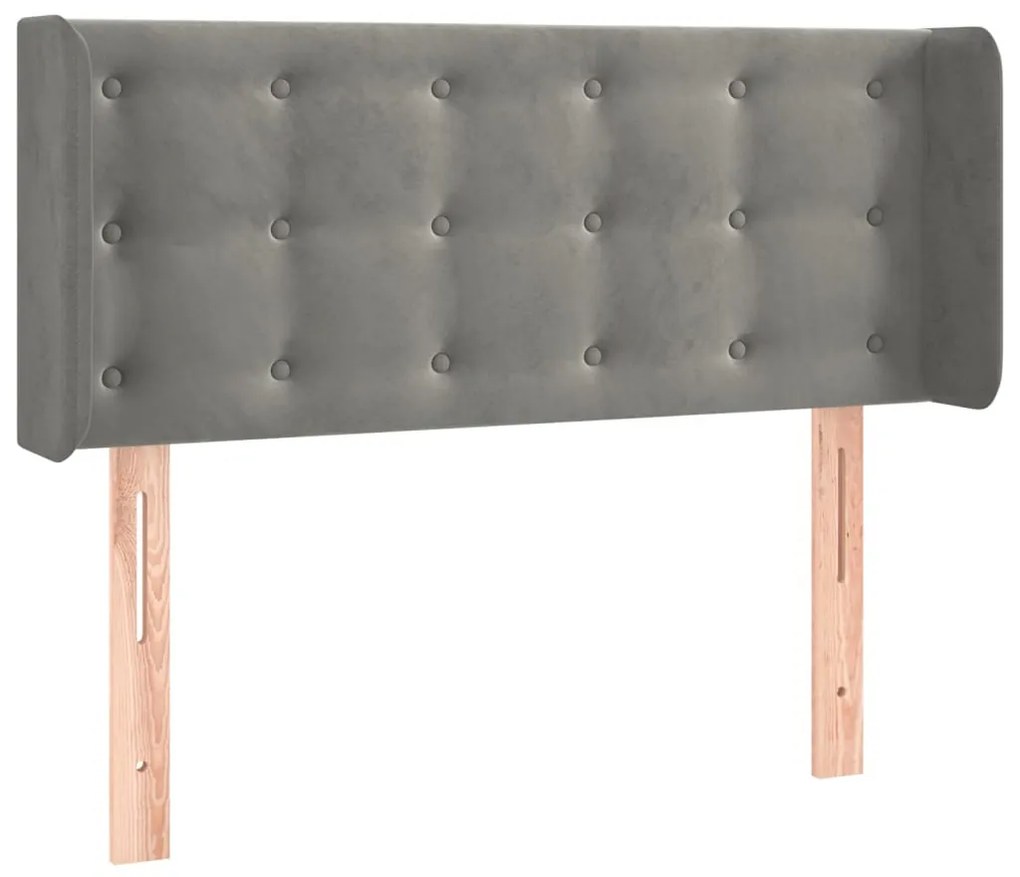 világosszürke bársony LED-es fejtámla 93 x 16 x 78/88 cm