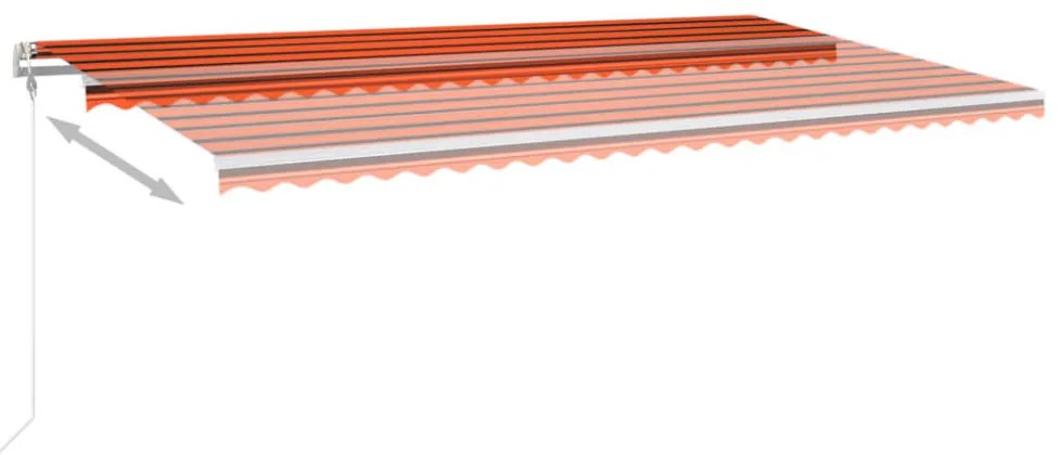 narancssárga-barna kézzel kihúzható LED-es napellenző 6 x 3,5 m
