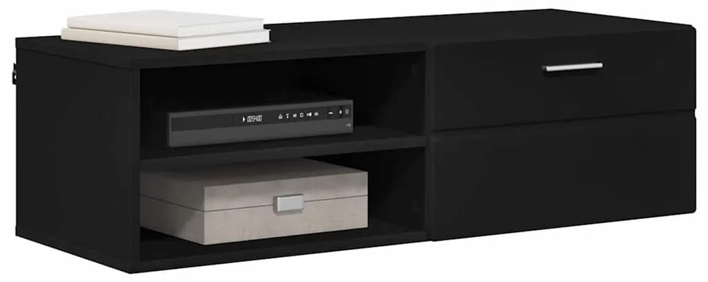 TV szekrény fiókkal polcokkal Fekete 100.5 x 39 x 30 cm Faanyag