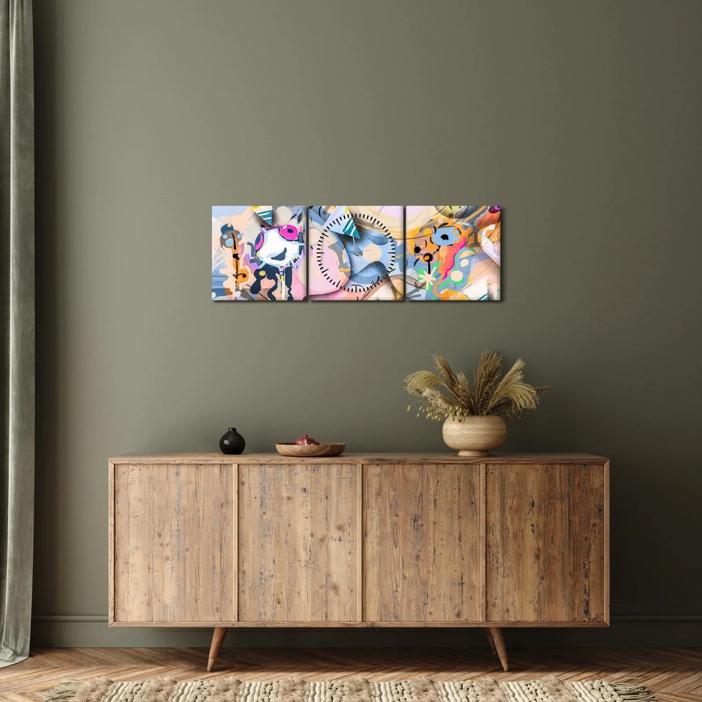 Kép - mesebeli absztrakció (órával) (90x30 cm)