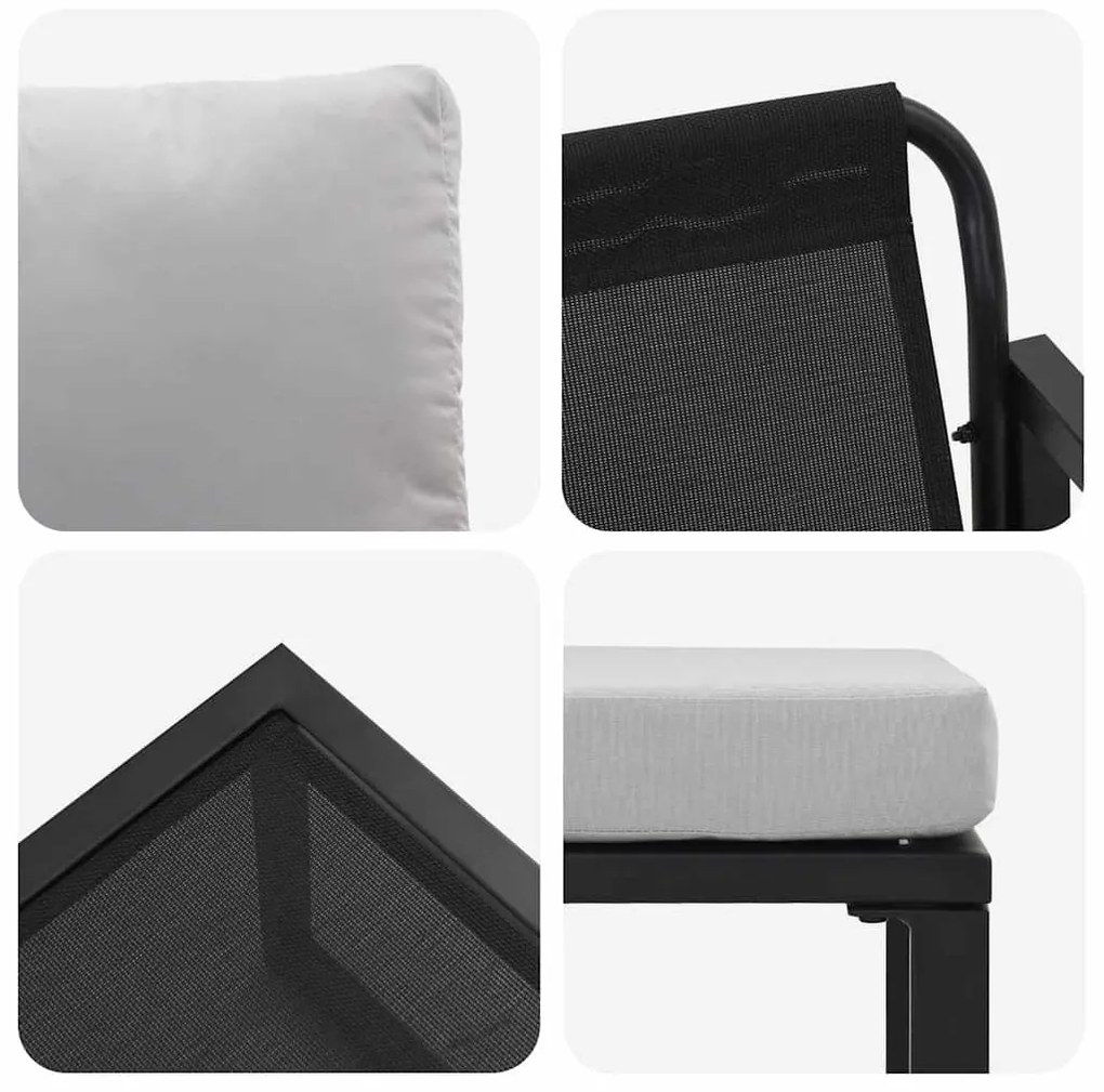 Kerti Kanapé Szett 4 pcs Fekete 61 x 72.5 x 71 cm Acél