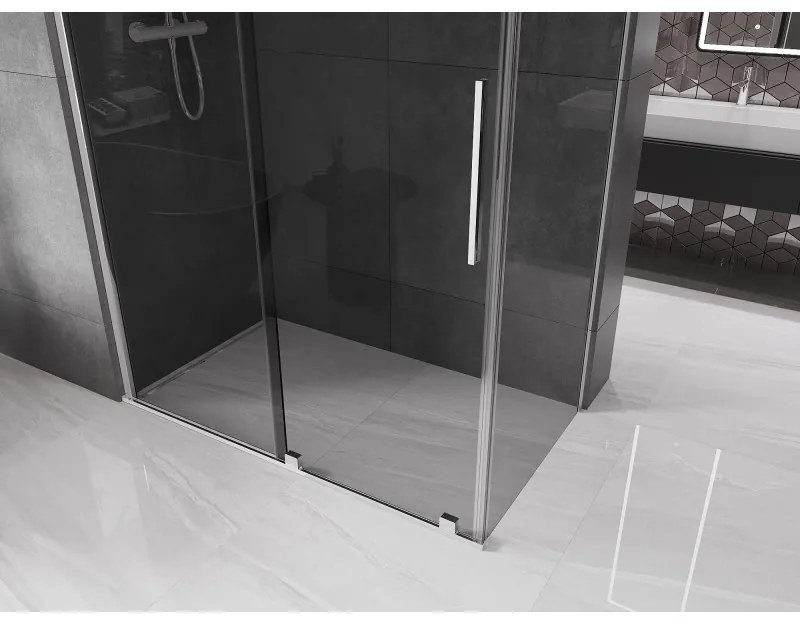 Mexen Velar, zuhanykabin tolóajtóval 140 x 80 cm, 8mm szürke üveg, króm, 871-140-080-41-01