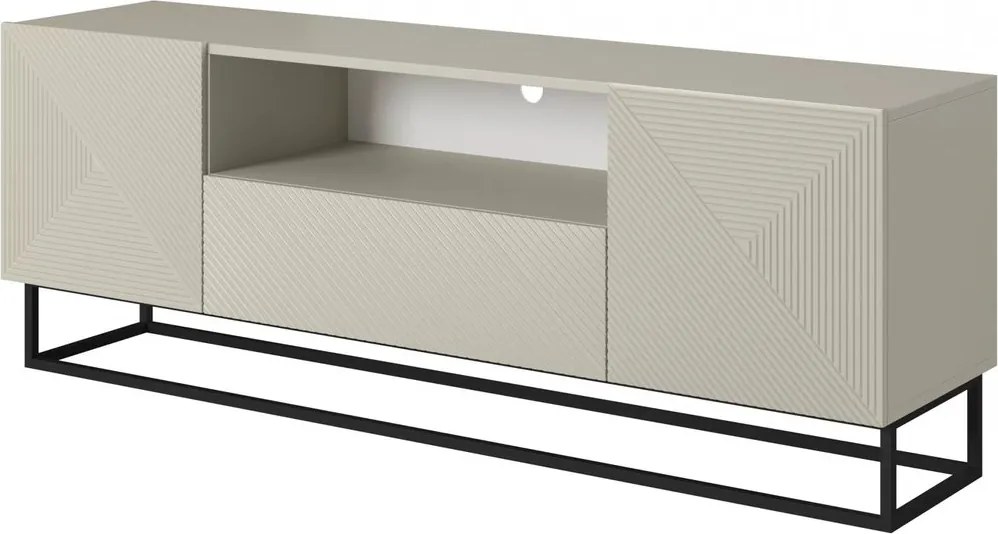 Asha TV szekrény, fiókkal és fekete fém kerettel - 167 cm - kasmír