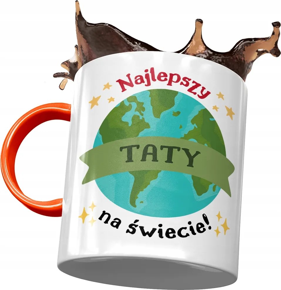 Narancssárga bögre Apák napjára, fényképes nyomtatással