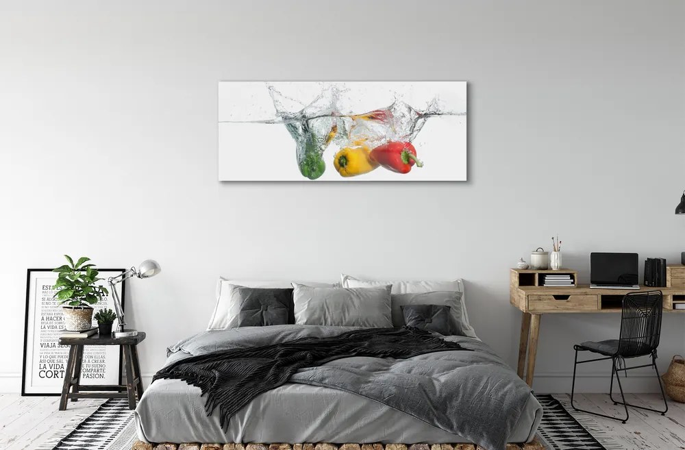 Üvegképek Színes paprika vízben 120x60cm