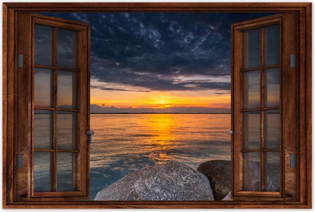 Poszterek 120x80 Sziklák Tenger Nap