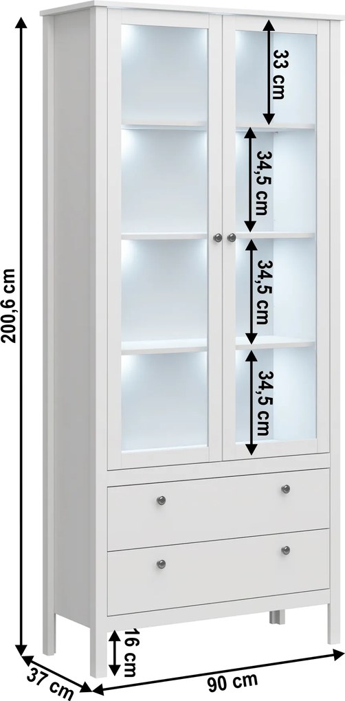Vitrin 2W2S, fehér, OLJE