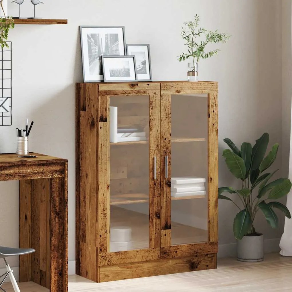 antik fa színű szerelt fa könyvszekrény 82,5 x 30,5 x 115 cm
