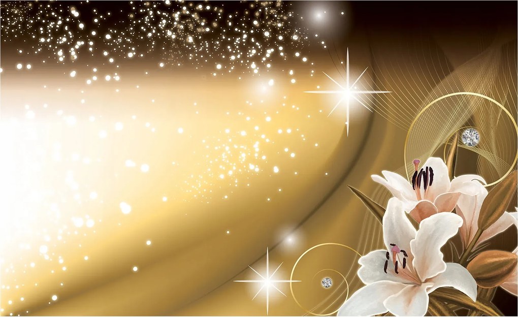 Fotótapéta Liliom arany kristály elegancia modernség 250x175 +ragasztó