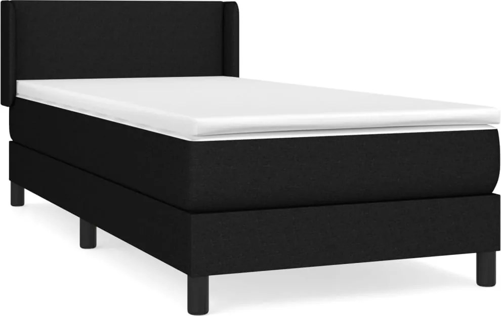 vidaXL fekete szövet rugós ágy matraccal 80 x 200 cm