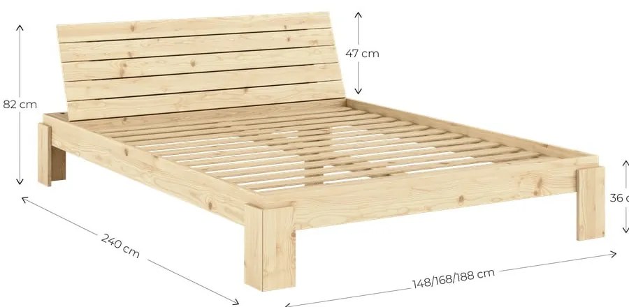 Natúr színű borovi fenyő franciaágy ágyráccsal 160x200 cm Layers – Karup Design