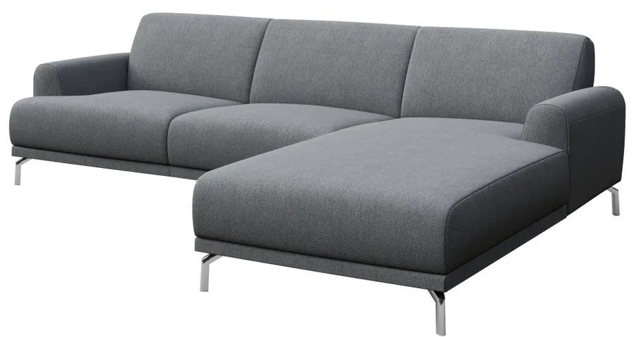 Puzo világosszürke sarokkanapé jobb oldali fekvőfotellel - MESONICA