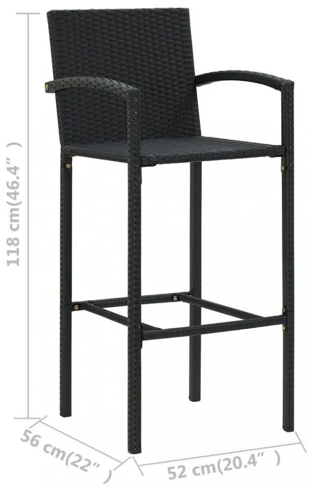 4 db fekete polyrattan bárszék